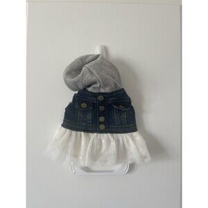 Denim Hoodie Dress Dog Cat Jacket XS Blue Pet Vest white polkadot tulle Outfit